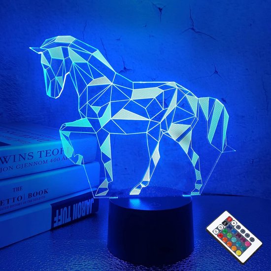 Lampe cheval - Autonome - Cadeau pour les amateurs de chevaux - 16 couleurs - Minuterie pour l’heure du coucher