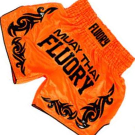 Fluory Muay Thai Kickboks Broek Neon Orange MTSF73 maat S