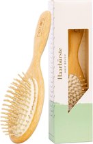 pneumatische haarborstel breed met houten pinnen van beukenhout - vol haar