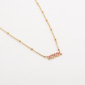 Ketting kruisjes Amsterdam - Goud - Drie rode kruisjes - Stainless steel - Nikkelvrij