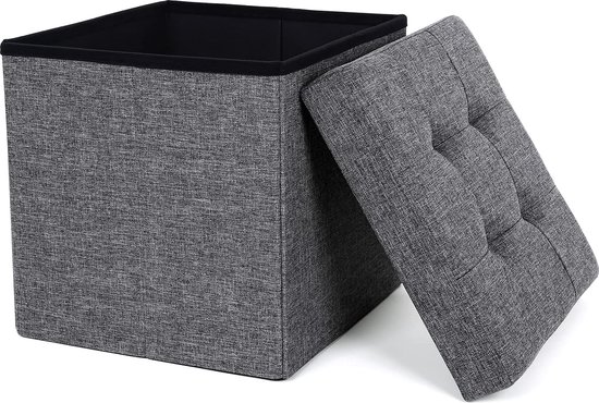 Relaxdays poef met opbergruimte - opvouwbare hocker vierkant