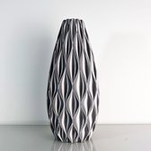 Dastium Home - 3D print Vaas Lisanne - Glanzend Zilver - 40 cm - Vaas voor zijdebloemen - Exclusieve vaas gemaakt van duurzaam kunststof