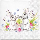 Papieren servetten - konijnen wit - 40 stuks - 3 lagen - 33cm op 33cm - 2 pakken van 20 stuks
