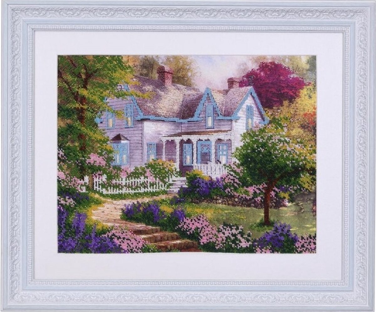 BORDUURPAKKET met parels - Country Cottage - Landhuis - 0304 - VDV - borduren met kralen
