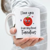 Mok - Beker - I love you from my head tomatoes - Mok met tekst - Grappige mok - Verjaardag cadeau - Cadeau voor man - Cadeau voor vrouw - Cadeau voor haar - Cadeau voor hem - koffiemok met tekst - koffiebeker - koffiekopjes