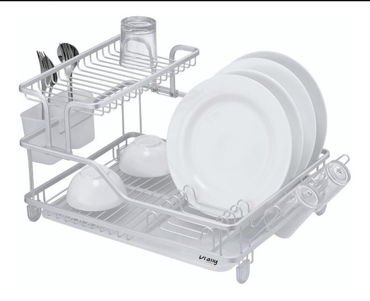 Goedkoopste Almina Afdruiprek met bestekkorf en lekbak voor keukenborden en bestek Afdruiprek uitloop