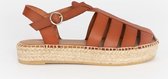 Sissy-Boy - Bruine leren sandalen met espadrille zool - 41