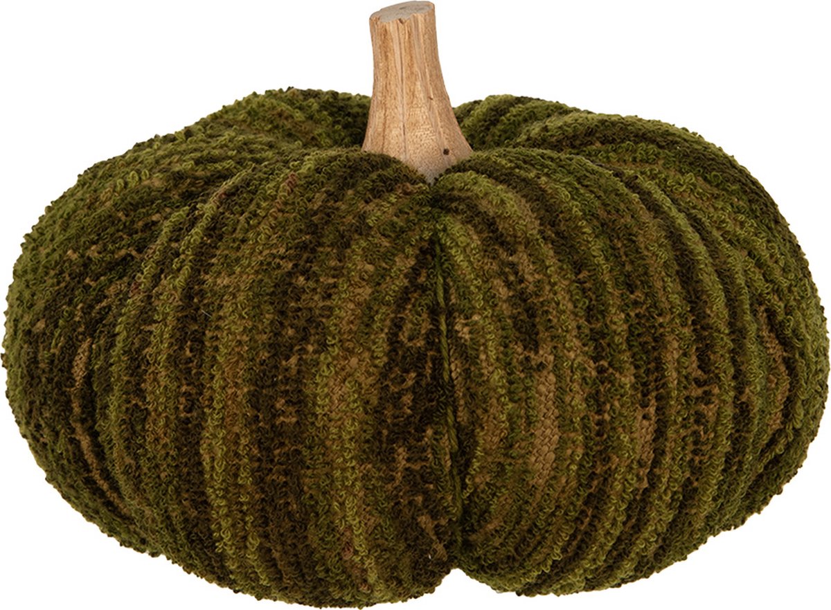 Clayre & Eef Decoratie Pompoen Ø 20x14 cm Groen Polyester