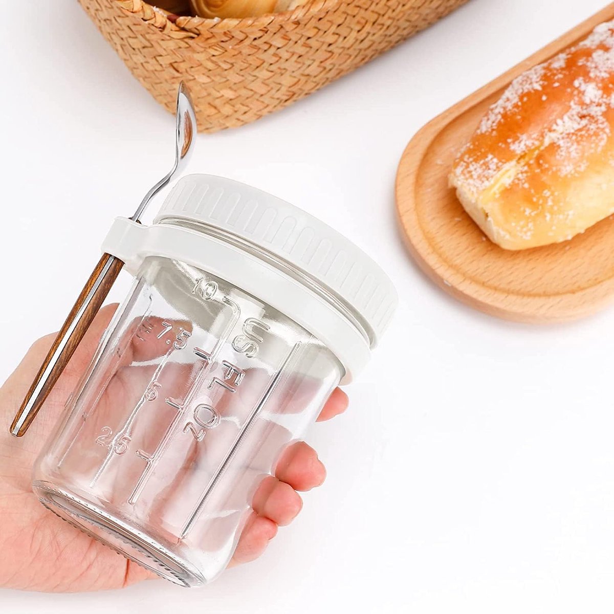 Overnight Oats Lot De 4 Bocaux à Avoine Avec Couvercle Et Cuillère, Verres à Avoine, Anti-fuite, Récipients Pour Céréales, Lait En Déplacement