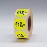 “€12,-” Prijs Stickers op rol 35mm geel - 1000ex.