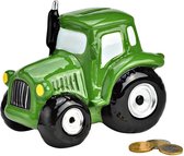 G. Wurm Spaarpot voor kind/volwassenen - thema Tractor - keramiek - groen - 17 x 14 x 11 cm