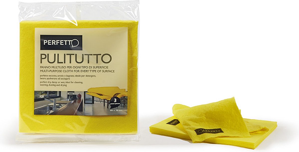 Perfetto 0264 schoonmaakdoek Polyester, Viscose Geel 3 stuk(s)