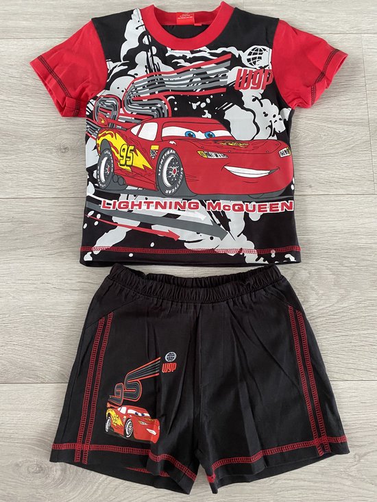Disney Cars Pyjama / Shortama - Maat 92/98 - Lightning McQueen zomer pyama - rood / zwart