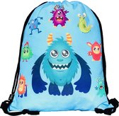 Gymtas - Happy Monster voor kinderen - Lichtblauw - 32x40 cm