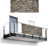 Balkonscherm 200x90 cm - Balkonposter Stenen - Steenoptiek - Grijs - Balkon scherm decoratie - Balkonschermen - Balkondoek zonnescherm