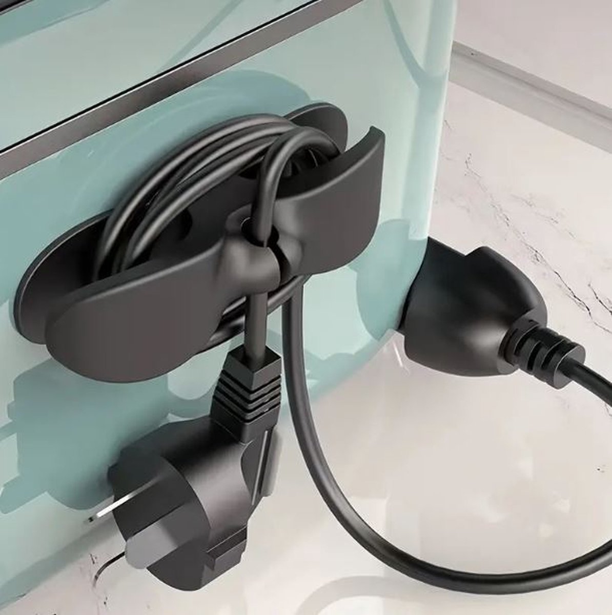 Megatopper 3 stuks zwarte Kabelhouder zelfklevend voor elektrische apparaten - netsnoer organizer
