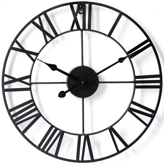 Goliving Wall Clock Industrial - Horloge silencieuse - Horloge murale moderne - Métal - Ø 60 cm - Zwart