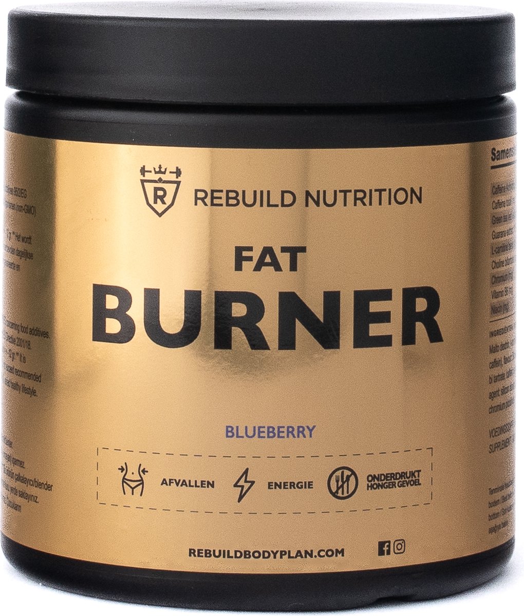 Goedkoopste Rebuild Nutrition FatBurner / Vetverbrander - Onderdrukt Hongergevoel - Afvallen - Geeft Energie - Blauwe Bessen smaak - 30 doseringen - 300 gram