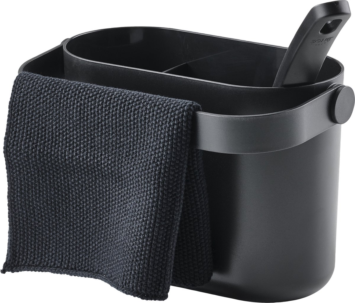 Goedkoopste Zone Denmark Circular Afwasset met afwasborstel, vaatdoek en keukenorganizer 22 x 12,5 x 14,8 cm Black - afwas set