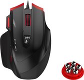 Phreeze Bedrade Gaming Muis met Duimsteun - 3200 DPI - RGB - Aanpasbare gewichten - Fire Button - Optisch - Rechtshandig - Rood met Zwart