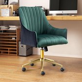 Loungestoel - Ergonomische bureaustoel met rollen en kantelfunctie, draagvermogen van 150 kg, fluwelen bekleding, voor slaapkamer/werkkamer