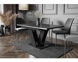 Pro-meubels - Eettafel - Eetkamertafel - Glasgow - Zwart mat - Marmerlook - Uitschuifbaar 120-160cm