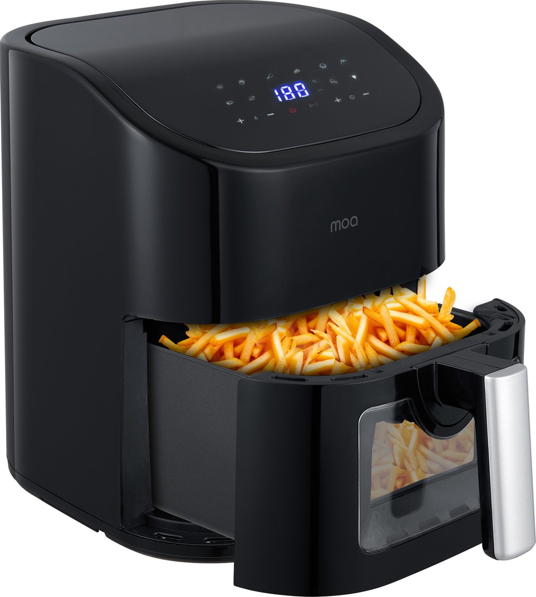 MOA Airfryer XL - 8 voorgeprogrammeerde programma's - 1600W - 4,5L Inhoud - 50ºC tot 200ºC - Zwart
