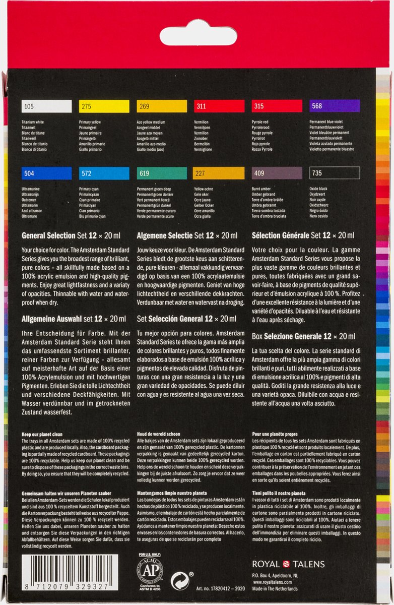 Amsterdam Standard Series acrylverf algemene selectie set | 12 × 20 ml — afbeelding 3