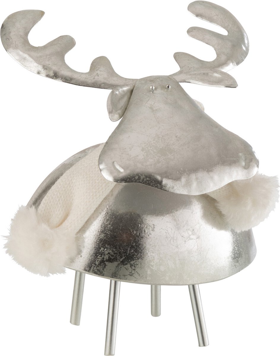 figuur Hert - metaal/textiel - zilver/wit - medium