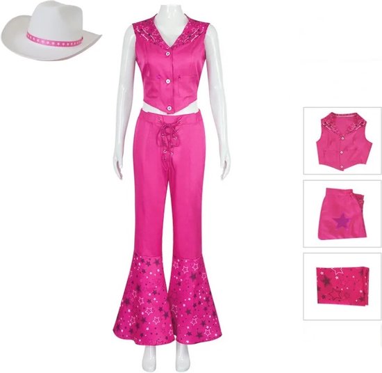 Homesell Halloween kostuum - Barbie & Ken - Halloween - Carnaval - kostuum - volwassenen - XL vrouwen - Malibu Barbie - Cowboy - maat valt normaal