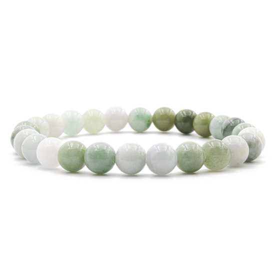 Bixorp Gems - Bracelet en pierres précieuses Jade birman - Bracelets de perles vertes polies - Cadeau pour homme et femme - Fabriqué naturellement