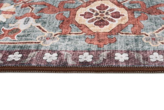 Tapiso Tapis Imprimé en Flanelle Vintage Traditionnel Salon Tapis Lavable Antidérapant Taille - 80x150