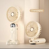 BreezeCose - Draagbare mini-ventilator - Oplaadbaar batterij - Digitaal beeld - 5 Standen - Mini ventilator - USB Oplaadbaar - Hand ventilator - Crème kleur