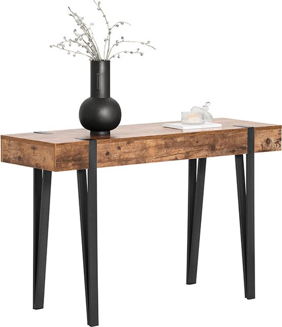 Table console Rootz - table d'entrée - table d'appoint - design industriel vintage - structure en MDF et métal robuste - grand espace de rangement - protections en feutre anti-rayures - 120 cm x 75 cm x 41 cm