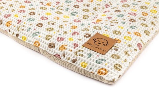 May Lovely - Speelkleed - Babykleed - Beige - Kleuren - Groot, heerlijk zacht en extra dik ! - Jumping cheeta - 150 x 120 cm van May Lovely — afbeelding 3