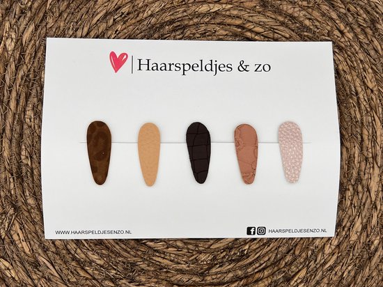 Haarspeldjes 'Lott' setje 7 - speldje met imitatieleer - 4 cm speldjes