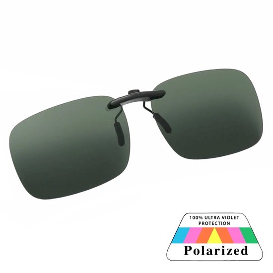 Fako Sunglasses® - Lunettes de soleil convertibles à clipser - Fitover Clip-on - Polarisées - Polarisées - Medium - 135x40 mm - Vert