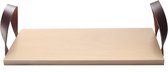Tabo Tapas | Handgemaakte serveerplank beukenhout met lederen handvatten | 39x20x1,5cm | Borrelplank | Tapasplank | Kaasplank