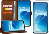 Hoesje geschikt voor Oppo Reno 6 - Screenprotector Glas - Portemonnee Book Case Bruin