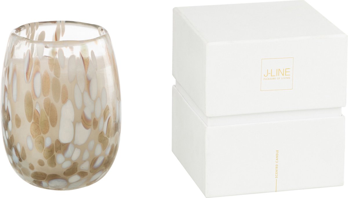 J-Line geurkaars Mia - Osmanthus & Suede - glas - wit/mix - small - 90U Multi