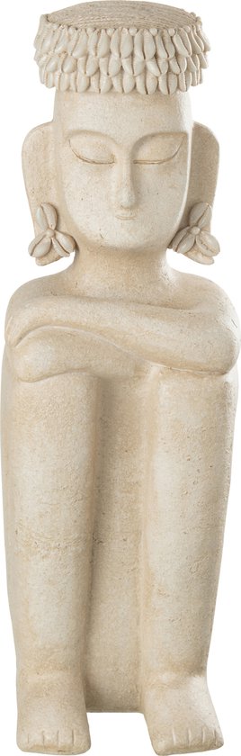J-Line decoratie Standbeeld Zittend Etnisch - steen/resine - beige - large