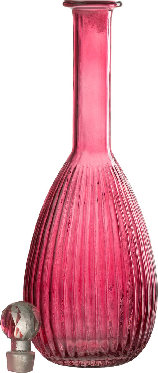karaf Strepen - glas - rood