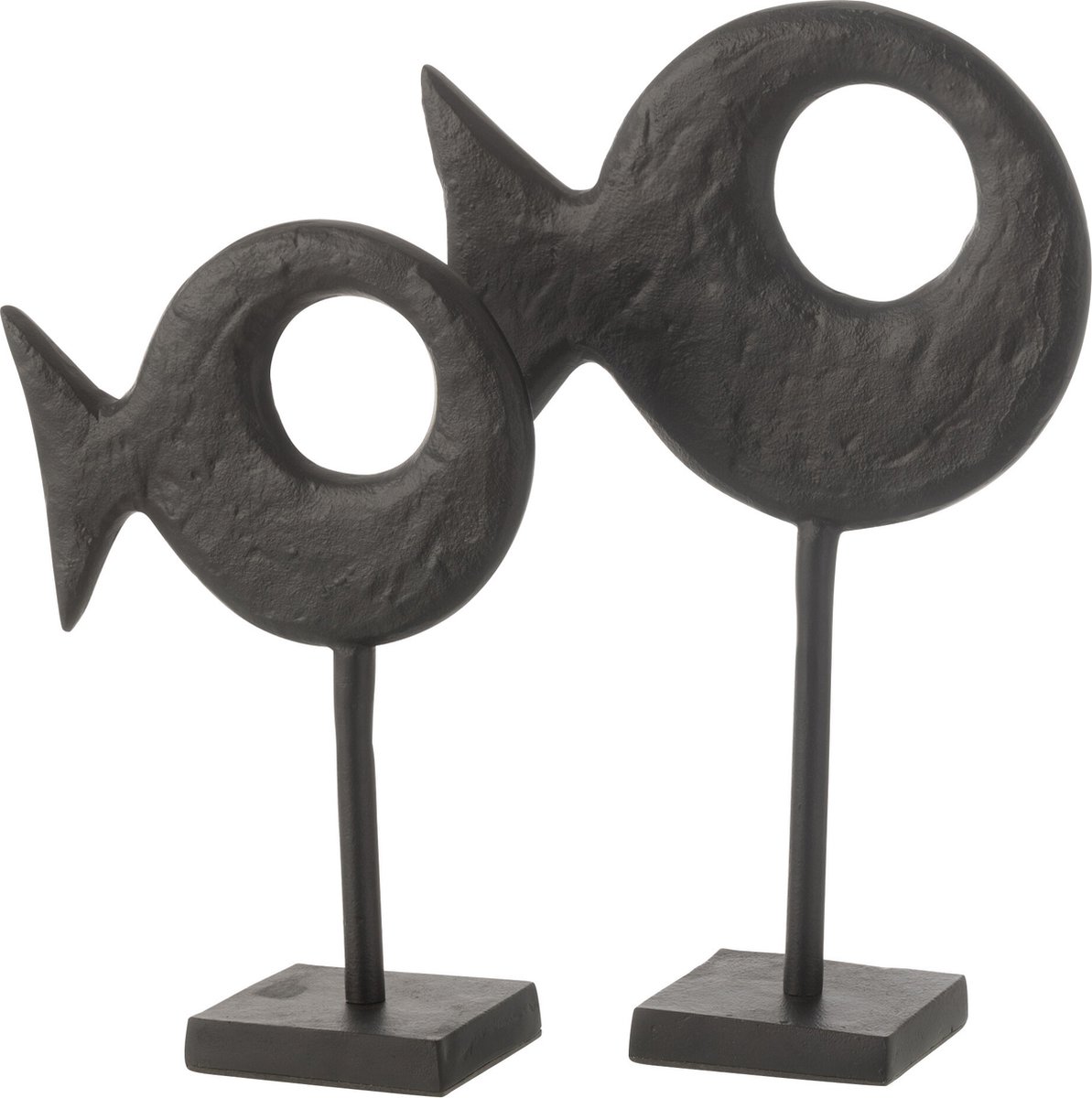 J-Line figuur Vis Op Voet - aluminium - zwart - large