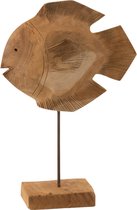 J-Line decoratie Vis Op Voet Teak - hout - naturel - large