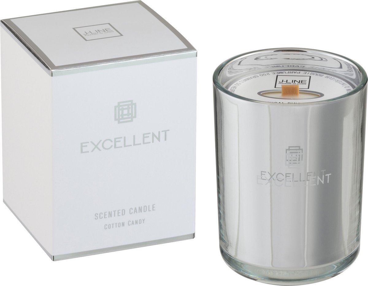 J-Line geurkaars Excellent - Cotton Candy - glas - zilver - small - 50U