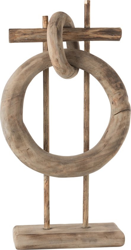 J-Line decoratie Ringen Verticaal - hout - naturel
