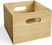 Stapelbare opbergbox in bamboe – middelgroot (praktische, stijlvolle, opbergboxen in bamboe voor op kantoor, in de woonkamer en de keuken, gecertificeerd hout, natuurlijke kleur)