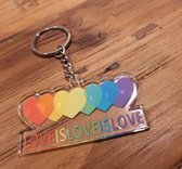 Sleutelhanger | Love is Love | Liefde is Liefde | regenboog kleuren | hartjes |