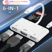 LEA - Adaptateur Lightning Digital AV HDMI - Hub adaptateur multiport pour iPhone/ iPad - Câble HDTV 1080P Lecteur de carte USB SD TF - OTG Digital