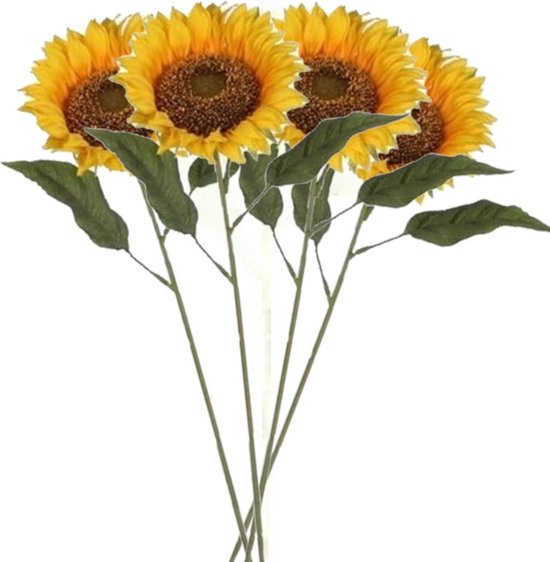 4x stuks gele zonnebloemen kunstbloemen 70 cm - Kunstbloemen boeketten